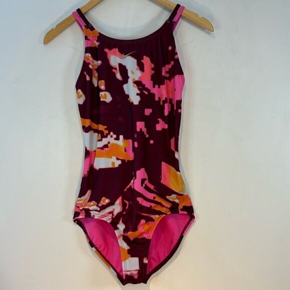 Nike Multicolor Glitch Spiderback One-Piece Swimsuits Girl's Kids Size XL - Picture 3 of 7